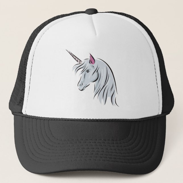 Gorra De Camionero cabeza de unicornio blanco (Anverso)