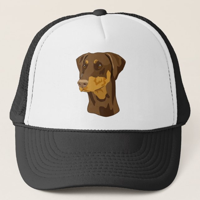 Gorra De Camionero Cabeza del Doberman, rojo, Uncropped (Anverso)
