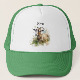 Gorra De Camionero Cabra de granja acuarela, personalizado