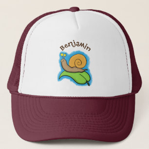 Gorra De Camionero Caca, caracol feliz en un ilustracion personalizad