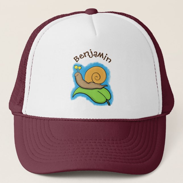 Gorra De Camionero Caca, caracol feliz en un ilustracion personalizad (Anverso)