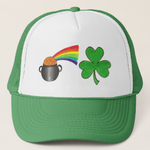 Gorra De Camionero Cacerolada de arcoiris de oro Shamrock St.