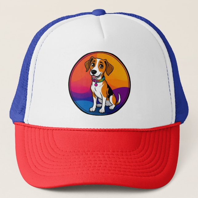 Gorra De Camionero Cachorro Animado Adorable con Collar (Anverso)