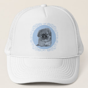 Gorra De Camionero Cachorro de Pekín Azul