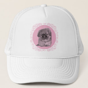 Gorra De Camionero Cachorro de Pekín en Rosa