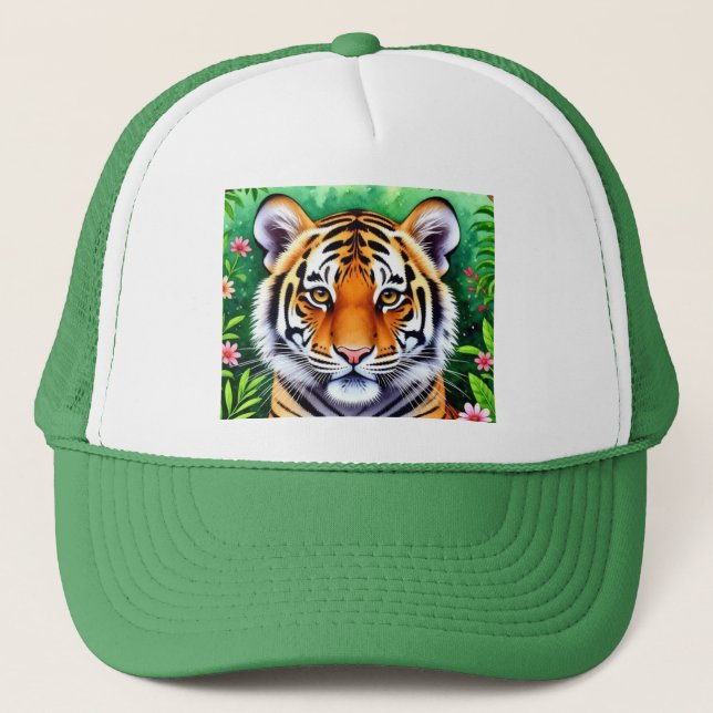 Gorra De Camionero Cachorro de tigre botánico audaz (Anverso)