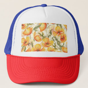 Gorra De Camionero Cachorros amarillos: patrón de acuarela dibujado a
