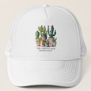 Gorra De Camionero Cactus cactus cutáneo de acuarela en macetas