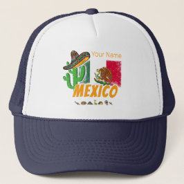 Gorra De Camionero Cactus mexicanos de vintage con souvenir de la ban