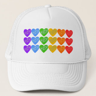 Gorra De Camionero Cadena del arco iris de corazones con las
