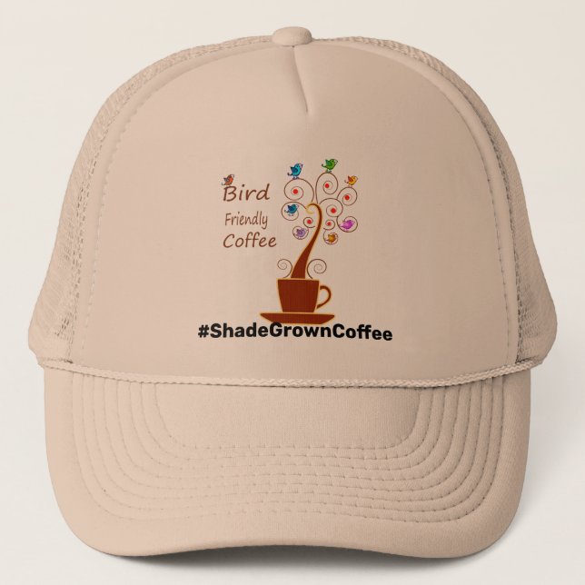 Gorra De Camionero Café Amigable con las Aves (Anverso)