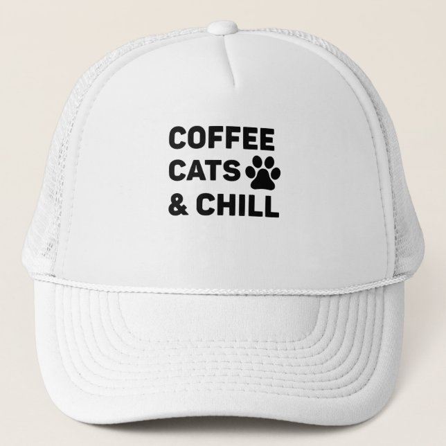 Gorra De Camionero Café Cats & Chill (Anverso)