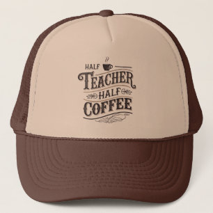 Gorra De Camionero Café con arte de palabra retro Teacher Cool 