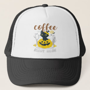 Gorra De Camionero Café Derecha Meow Cat Caffeine Funny Halloween Ee
