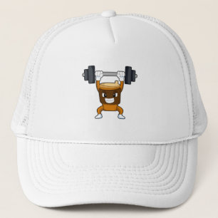 Gorra De Camionero Café en entrenamiento de Fuerza con Barbell