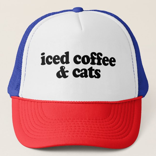 Gorra De Camionero café helado y gatos (Anverso)