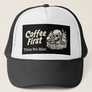 Gorra De Camionero "Café Primero, Luego Nos Levantamos" con Diseño de