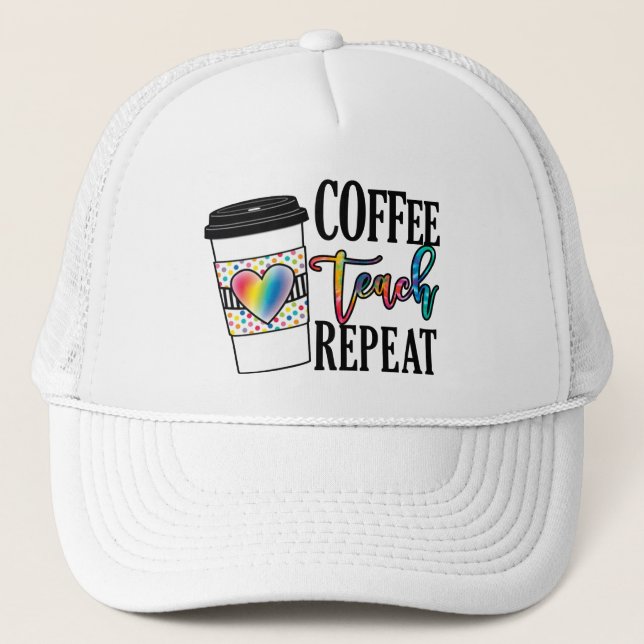 Gorra De Camionero Café, Teach, Repetir (Anverso)