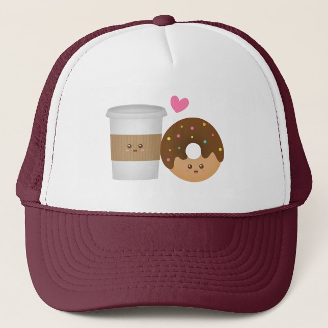 Gorra De Camionero Café y buñuelo de Kawaii en pares perfectos del (Anverso)