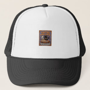 Gorra De Camionero Café Y Gatos Gato Hojas De Té Café Lectura De La F