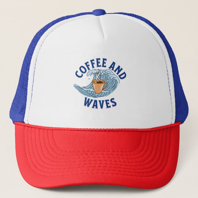 Gorra De Camionero Café y olas (Anverso)