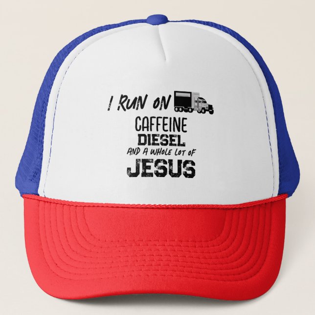 Gorra De Camionero Cafeína divertida Diesel Y Jesús Grunge (Anverso)