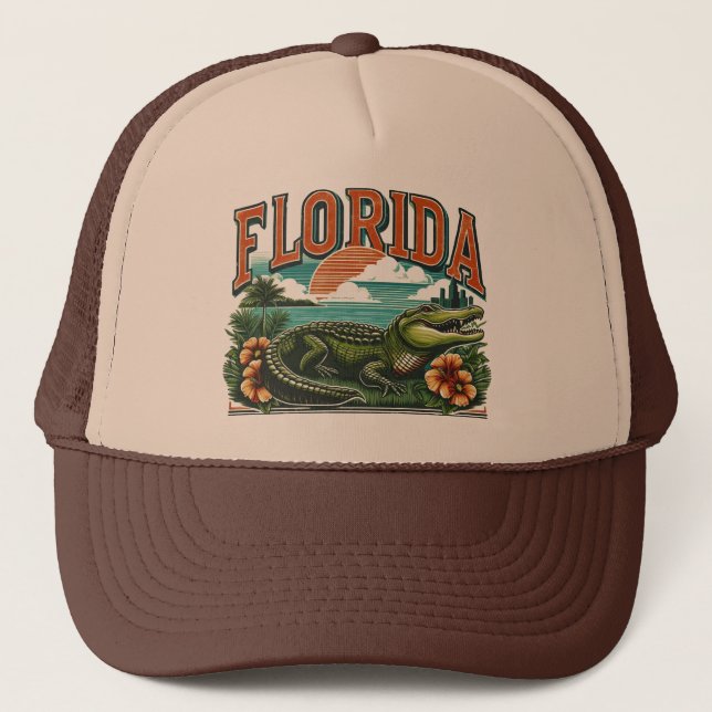 Gorra De Camionero caimán retro Florida (Anverso)