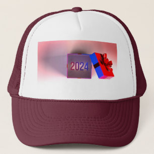 Gorra De Camionero Caja de regalo con cinta de malla granate impresa