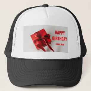 Gorra De Camionero Caja de regalo de color rojo envoltorio texto Feli