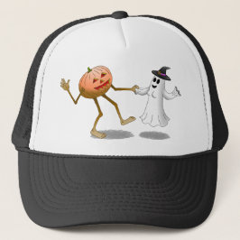 Gorra De Camionero Calabaza bailarina de Halloween y fantasma