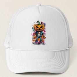 Gorra De Camionero Calabaza de color de salpicadura de Halloween