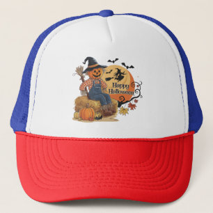 Gorra De Camionero Calabaza de espantapájaros Halloween Rústica Vibes