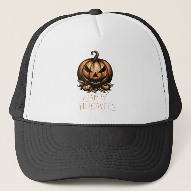 Gorra De Camionero Calabaza de Halloween feliz (Anverso)