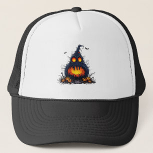 Gorra De Camionero Calabaza de Jack O’Lantern espeluznante con ojos b