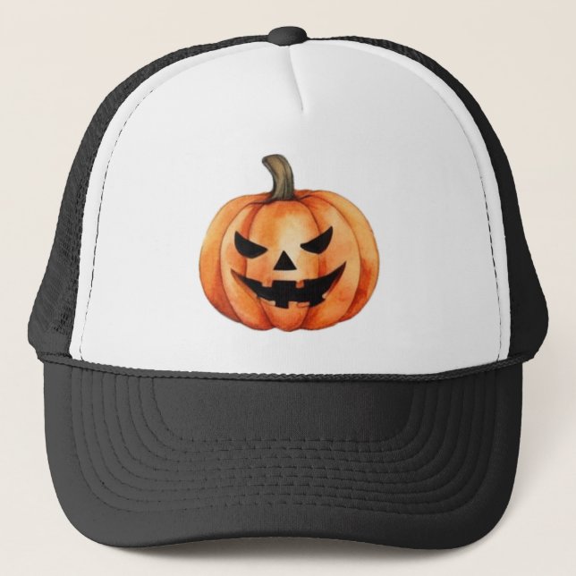Gorra De Camionero Calabaza Naranja Halloween moderna (Anverso)