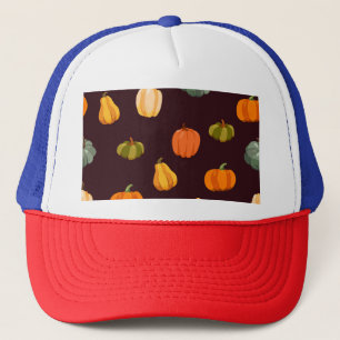 Gorra De Camionero Calabazas coloridas: Elegancia oscura de otoño.