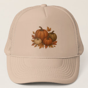 Gorra De Camionero Calabazas y hojas de otoño/otoño rústicas