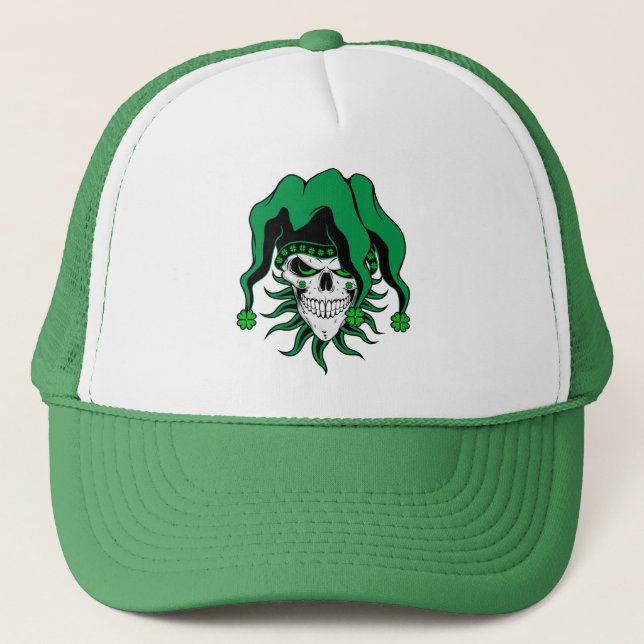 Gorra De Camionero Calavera de bufón irlandés (Anverso)