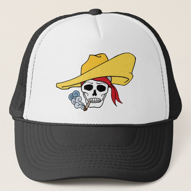 Gorra De Camionero Calavera de humo de Halloween con Personalizado de (Anverso)
