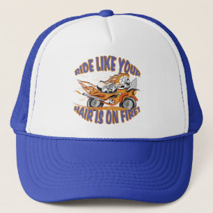 Gorra De Camionero Calavera de motocicleta en llamas