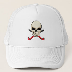 Gorra De Camionero Calavera en hockey con bate de hockey