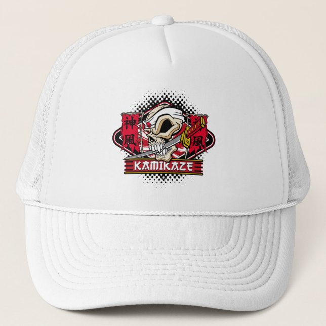 Gorra De Camionero Calavera kamikaze con espada japonesa (Anverso)