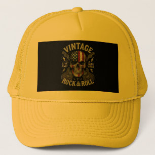 Gorra De Camionero Calavera Rock Vintage Bandera Americana Guitarra R