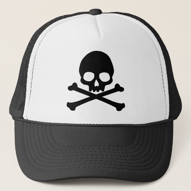 Gorra De Camionero Calavera simple y huesos cruzados (Anverso)