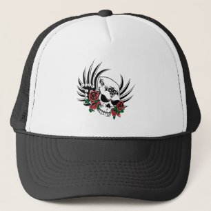 Gorra De Camionero Calavera tribal con Rosas