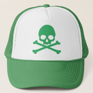 Gorra De Camionero Calavera verde simple y cruzada Clásica Ronda St