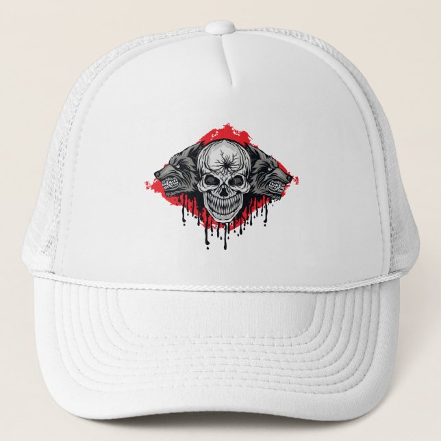 Gorra De Camionero Calavera y lobo (Anverso)