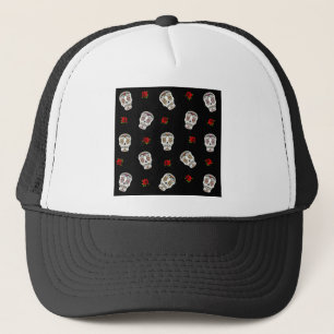 Gorra De Camionero Calaveras Azucareras Rosas RAB Rockabilly Sobre Ne