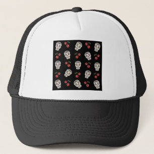 Gorra De Camionero Calaveras de Azúcar Rockabilly RAB Cerezas Sobre N