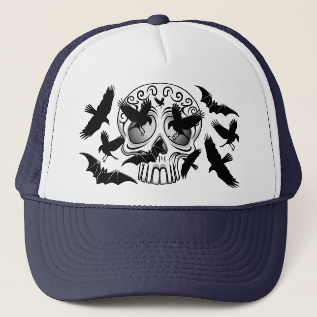 Gorra De Camionero Calaveras decorativas de Halloween (Anverso)